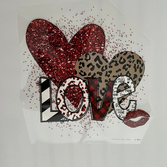 Love and hearts of leopard skin print iron on